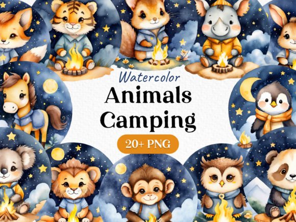 Download Watercolor Animal Campfire Clipart PNG - Anima Collection