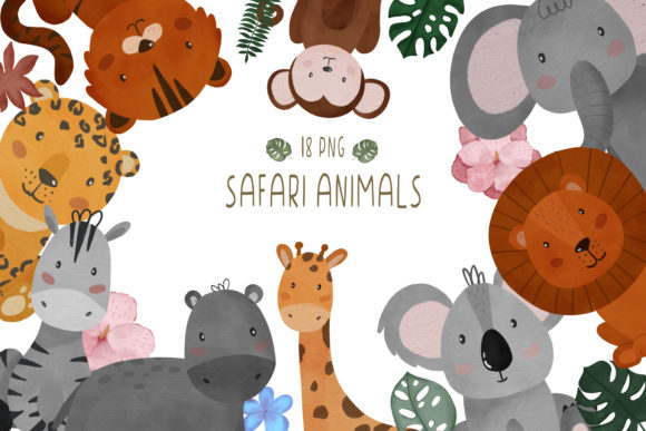 Download Watercolor Safari Animals Clipart PNG - Anima Collection