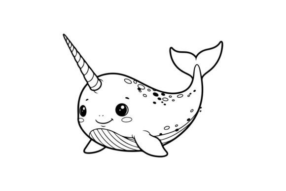 Download Cute Smiling Narwhal Sea Animal Vector I - Anima Collection