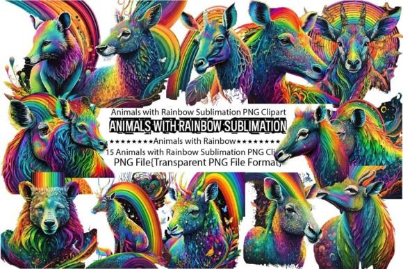 Download Animals with Rainbow Sublimation Bundle - Anima Collection