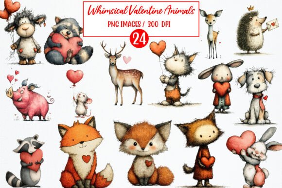 Download Whimsical Valentine Animals Clipart - Anima Collection