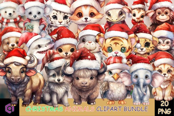 Download Christmas Animals Clipart Bundle - Anima Collection