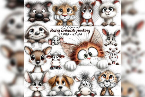 Download Whimsical Baby Animals Peeking Set - Anima Collection