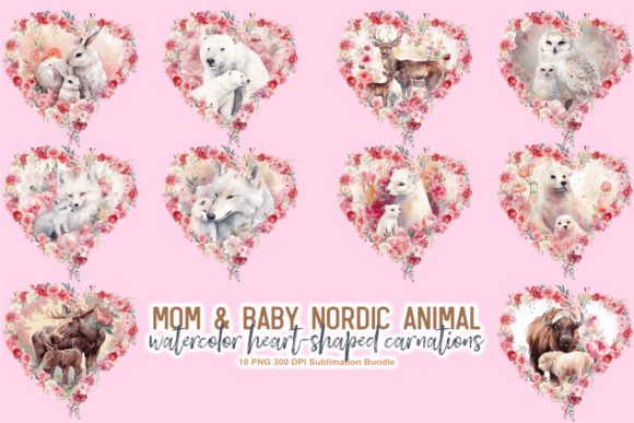 Download Watercolor Mom &amp; Baby Nordic Animals PNG - Anima Collection