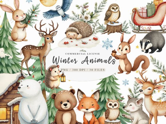 Download Rustic Winter Animal Clipart Bundle - Anima Collection