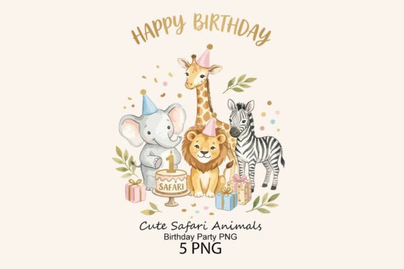 Download Cute Safari Animals Birthday Party PNG - Anima Collection