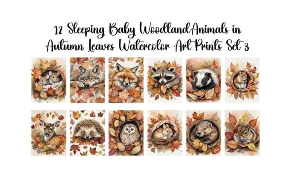 Download Woodland Baby Animals in Autumn Leaves - Anima Collection
