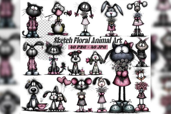 Download Whimsical Floral Animal Clipart Set - Anima Collection