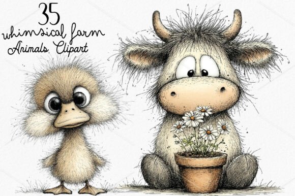 Download Whimsical Farm Animals Clipart Bundle - Anima Collection