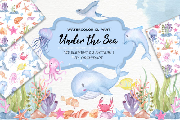 Download Cute Animal Undersea Watercolor Set - Anima Collection