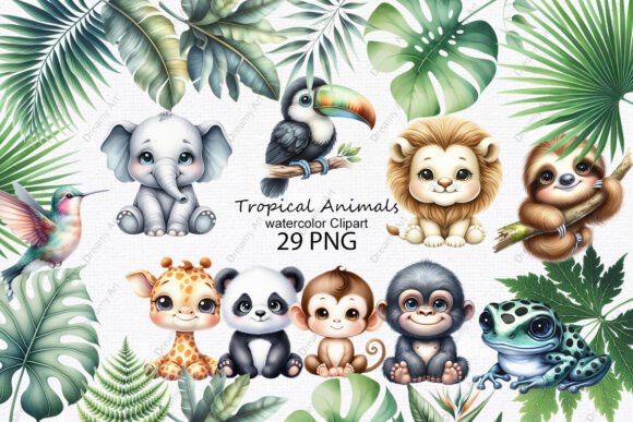 Download Tropical Animals Watercolor Clipart - Anima Collection