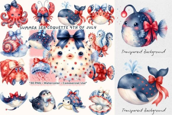 Download Patriotic Sea Animals 4th of July PNG - Anima Collection