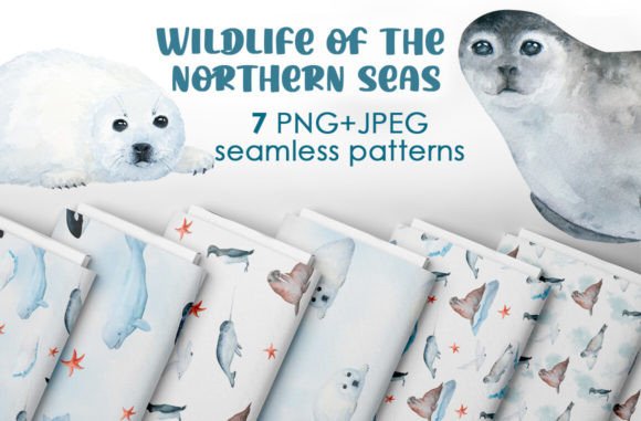 Download Watercolor Arctic Animals Patterns - Anima Collection