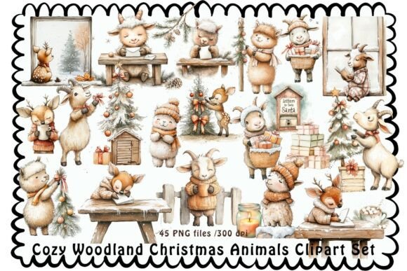Download Cozy Woodland Christmas Animals Clipart - Anima Collection