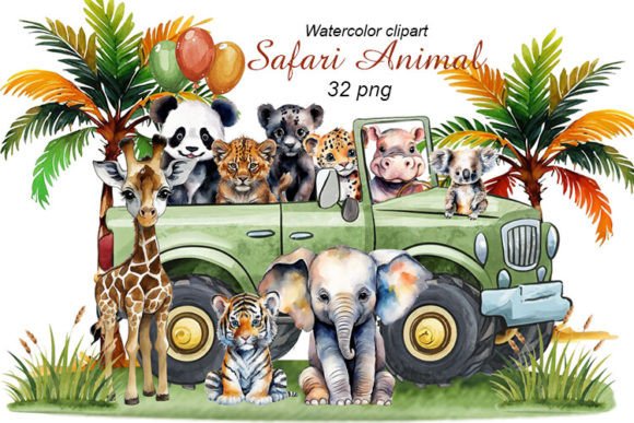 Download Baby Safari Animals Watercolor Clipart - Anima Collection