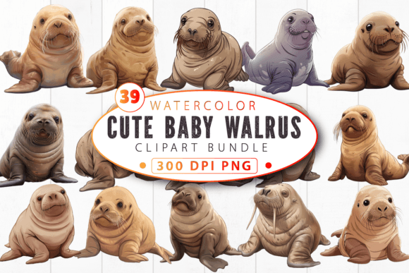 Download Cute Baby Walrus Nursery Animal Clipart - Anima Collection