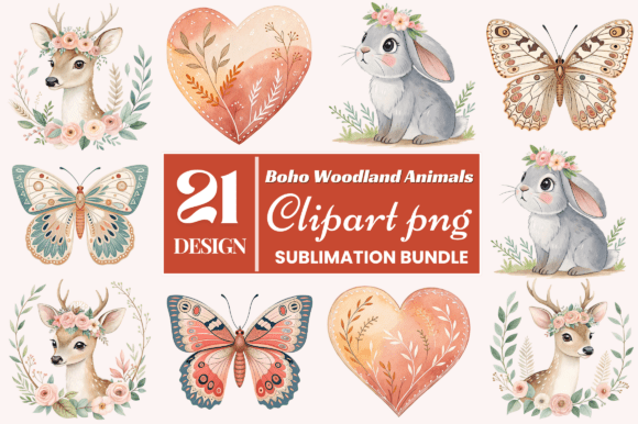 Download Boho Woodland Animals Clipart PNG Bundle - Anima Collection