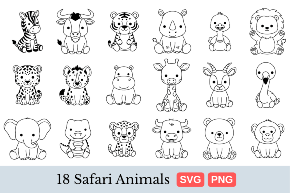 Download Cute Safari Animals SVG Bundle - Anima Collection