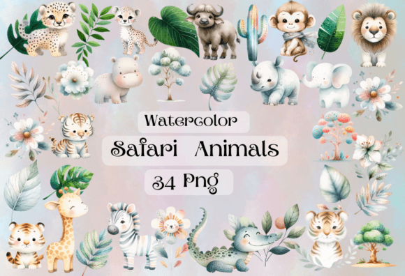 Download Watercolor Safari Animals Clipart Png - Anima Collection