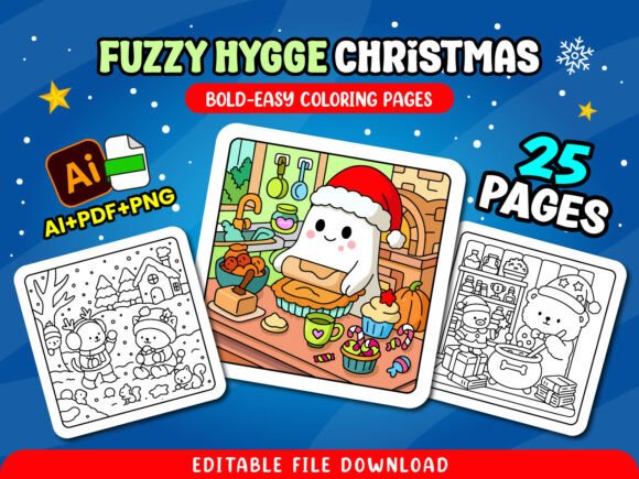Download Fuzzy Hygge Christmas Coloring Pages - Premium Resources