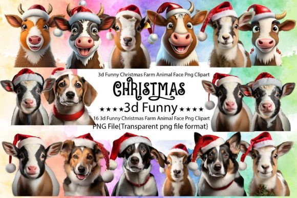 Download 3d Funny Christmas Farm Animal Face Bund - Anima Collection