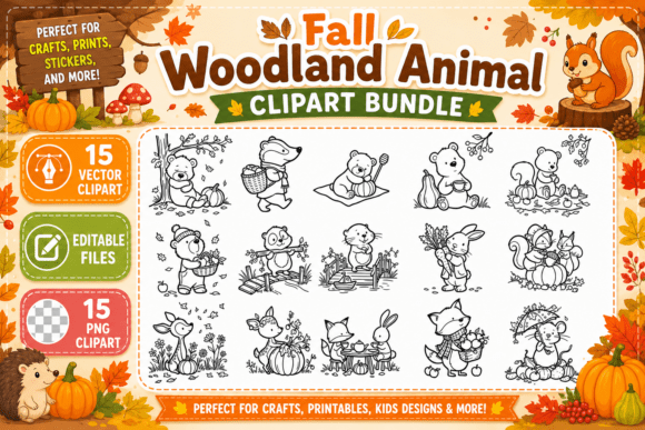 Download Fall Woodland Animals Coloring Clipart - Anima Collection