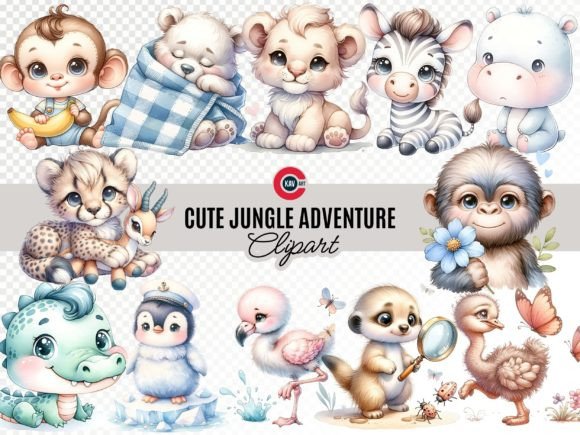 Download Cute Safari Animals Clipart Bundle - Anima Collection