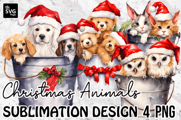 Download Christmas Animals in a Bucket Watercolor - Anima Collection