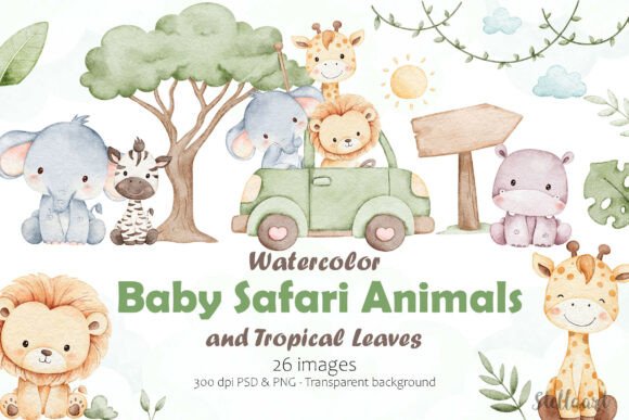 Download Watercolor Baby Safari Animals - Anima Collection
